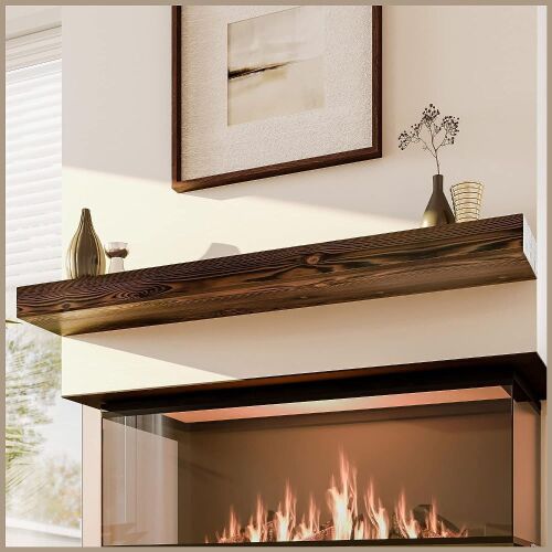 Avana Floating Fireplace Mantle Shelf 72 x 8 x 3, Rustic Brown  - Lot 138