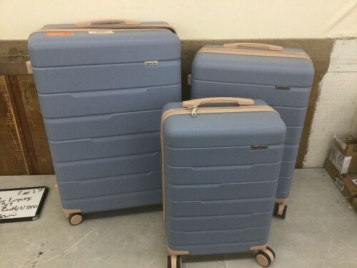 Merax Light Blue Lightweight and High End 3-Piece Expandable ABS Hardshell Spinner Luggage Set with TSA Lock  - Lot 139