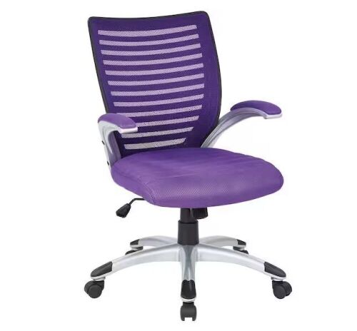 Purple Manager's Chair with Padded Silver Arms and Nylon Base  - Lot 206