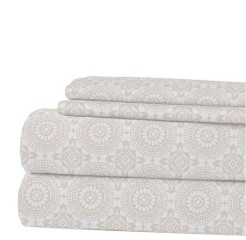 Printed 4-Piece Abella Microfiber Queen Sheet Set  - Lot 498