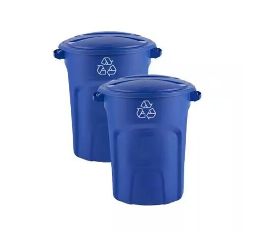 Roughneck 32 Gal. Outdoor Recycling Bin, 2 Pack  - Lot 649