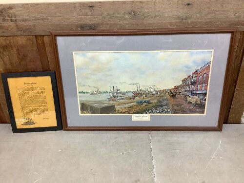 Calvin Maglinger Evansville Indiana "Water Street" Framed Painting w/ Letter  - Lot 87