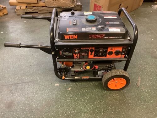 WEN DF1100X 11000-Watt 120-Volt/240-Volt Dual Fuel Transfer-Switch Ready Electric Start Portable Generator with Wheel Kit and CO Shutdown Sensor - Lot 60
