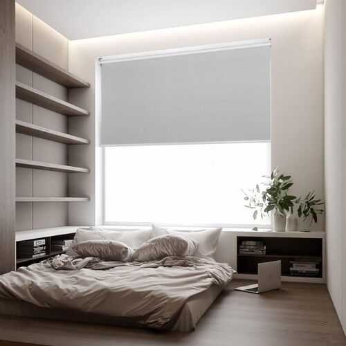 Joydeco 100% Blackout Roller Shade, Light Grey, 70" W x 75" H  - Lot 708
