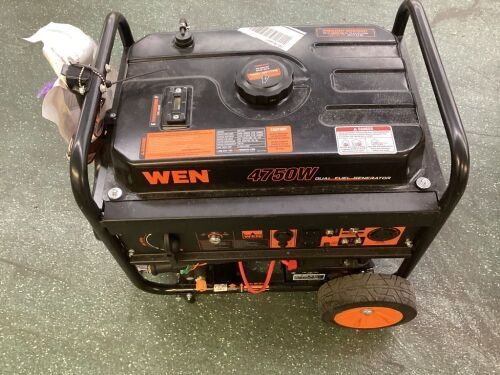 WEN DF475T 4,750/3,800-Watt 120-Volt/240-Volt Dual Fuel Gasoline and Propane Powered Electric Start Portable Generator w/ Wheel Kit - Lot 394