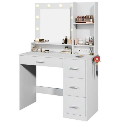 Vanity Table with Lights, Mirror and Power Outlet  - Lot 75