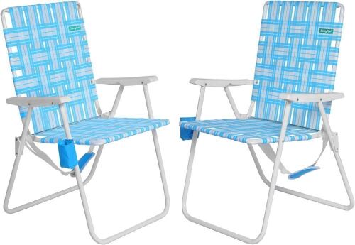 SunnyFeel Folding Lightweight Lawn Chair, Set of 2  - Lot 491