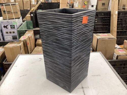Tierra Verde Serenity 13.5 in. x 26 in. Slate Rubber Self-Watering Decorative Pot - Bottom Damaged on Side - Lot 725