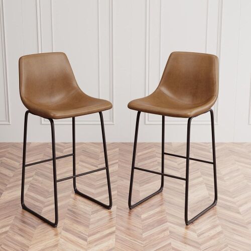 Faux Leather Counter Bar Stool, Set of 2 - Lot 100