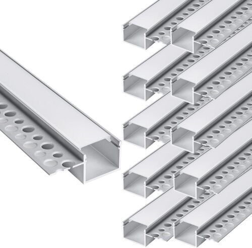 10-Pack6.6ft Drywall LED Aluminum Channel System with Milky Cover, End Caps and Mounting Clips - Lot 363