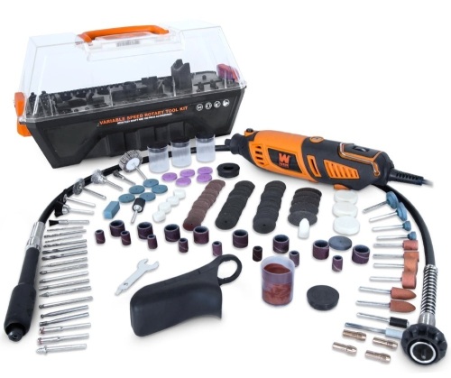 1.3-Amp Variable Speed Steady-Grip Rotary Tool with 190-Piece Accessory Kit, Flex Shaft, and Carrying Case - Lot 153