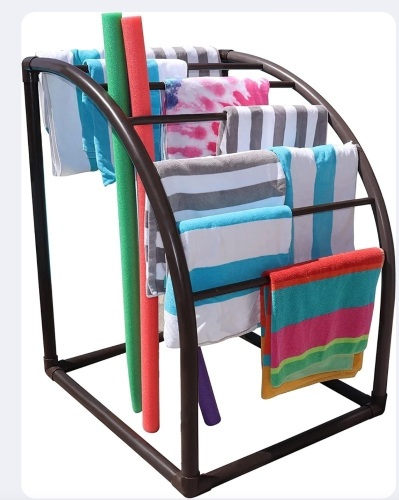 7 Bar Curved Pool Towel Rack, 37" L X 37" W X 48" H - Lot 120