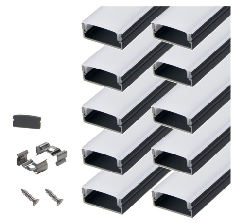 Black Aluminum Channel 10Pack 3.3Ft/1M For 16mm Wide Strip - Lot 283