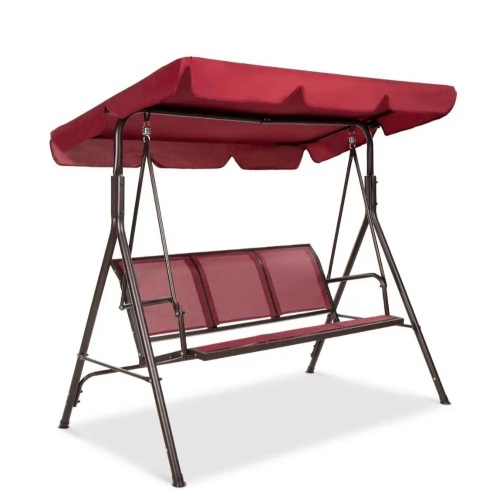2-Seater Outdoor Canopy Swing Glider Bench w/ Textilene Fabric, Steel Frame - Lot 35
