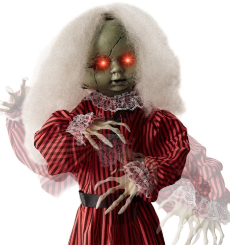 Haunted Holly Animatronic Roaming Doll Halloween Decoration w/ Light-Up Eyes - Lot 324