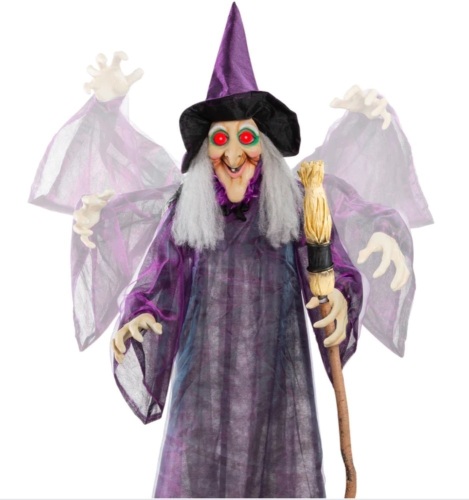 Wicked Wanda Standing Animatronic Witch with Sounds, LED Eyes - 5ft - Lot 330