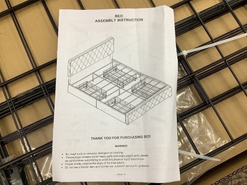 Queen Size Bed Frame with Storage and Upholstered Headboard - Lot 49