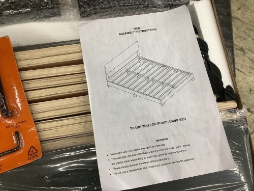 Queen Size Upholstered Bed Frame with Headboard - Lot 51