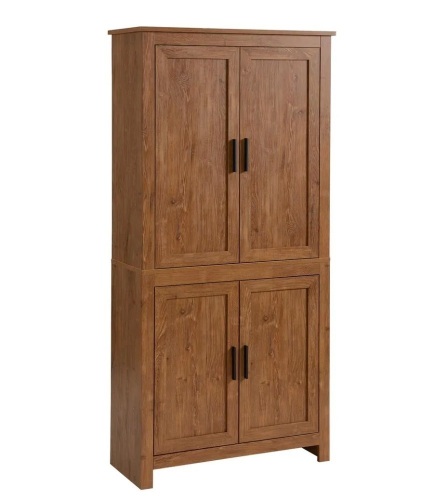 HOMCOM Brown 64 in. Kitchen Pantry, Freestanding Storage Cabinet with 3-Adjustable Shelves - Lot 69