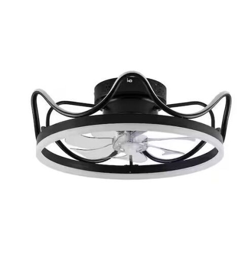 22 in. Black Indoor Modern Simple Creative Integrated LED Ceiling Fan with Remote Control  - Lot 351
