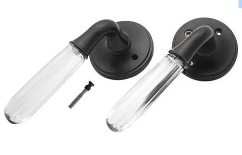 Glass Door Lever with Black Finish,Pack of 1 - Lot 101