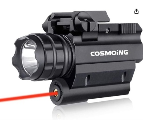 Rail Mounted Pistol Red Laser Light Combo (Laser Sight Combo) & 600 Lumen Strobe Pistol Flashlight Rail Mount Gun Flashlight with Quick Release for Pistols Handguns,Gun Light,Pistol,Rifles - Lot 115