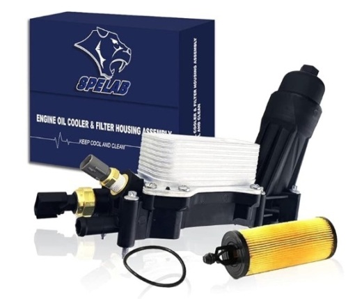 SPELAB Engine Oil Cooler and Filter Housing Assembly Kit Compatible with 2014-2017 Chrysler 200 300 Town and Country, Dodge Challenger Charger Journey, Jeep Wrangler Replaces 68105583AF(2014-2017) - Lot 127