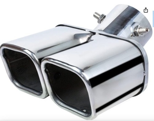 63mm Exhaust Tips Muffler Stainless Steel Car Exhaust Tail Pipe Double Outlet Square Mouth End Pipe Silver - Lot 129