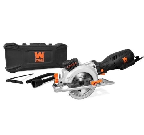 WEN 3625 5-Amp 4-1/2-Inch Beveling Compact Circular Saw with Laser and Carrying Case - Lot 147