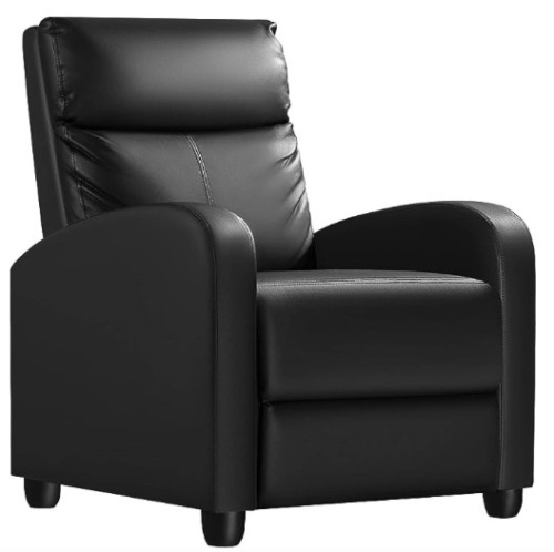Homall Recliner Chair, Recliner Sofa PU Leather for Adults, Recliners Home Theater Seating with Lumbar Support, Reclining Sofa Chair for Living Room (Black, Leather) - Lot 155