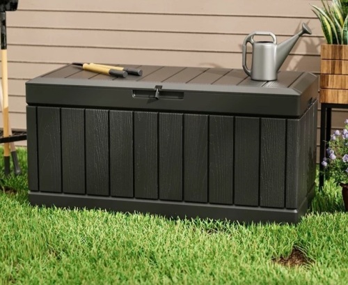 Homall 82 Gallon Outdoor Storage in Resin Deck Box 45.66in Width Lockable Deck Box, Black - Lot 162