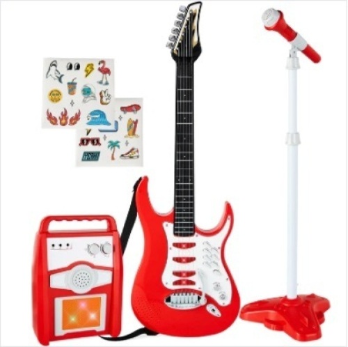 Kids Electric Guitar Toy Play Set w/ 6 Songs, Microphone, Amp - Lot 205