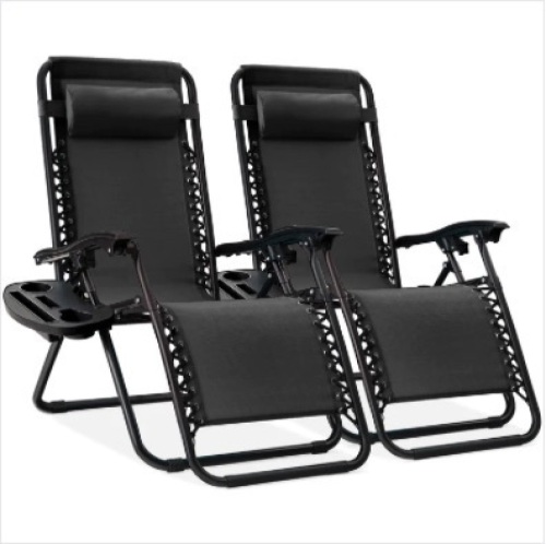 Set of 2 Adjustable Zero Gravity Patio Chair Recliners w/ Cup Holders - Lot 207