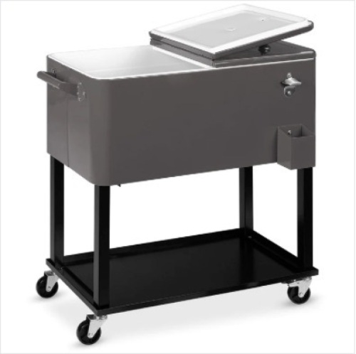 Portable Rolling Cooler Cart w/ Bottle Opener, Catch Tray - 80qt - Lot 210