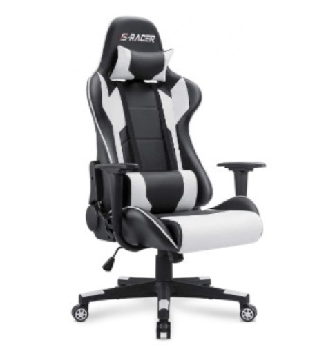 Homall Gaming Chair, Office Chair High Back Computer Chair Leather Desk Chair Racing Executive Ergonomic Adjustable Swivel Task Chair with Headrest and Lumbar Support  - Lot 246