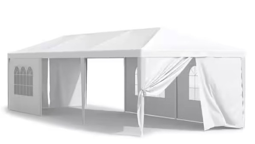 10 ft. x 30 ft. White Outdoor Gazebo Wedding Party Tent with Removable Sidewalls - Lot 248