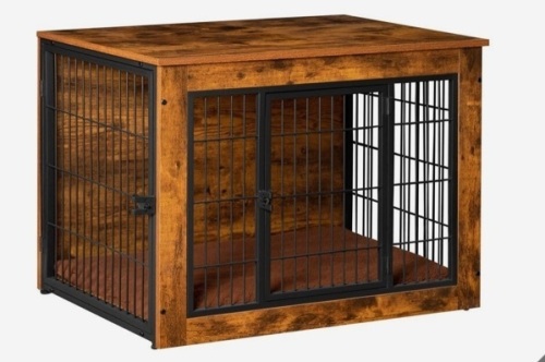 Bigrab Dog Crate Furinture with Thick Cushion, Side End Table Wooden Dog Cage... - Lot 165
