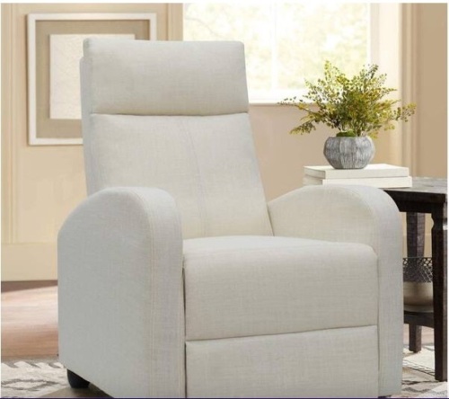 Single Recliner Thick Padded Push Back Fabric Recliner  - Lot 167