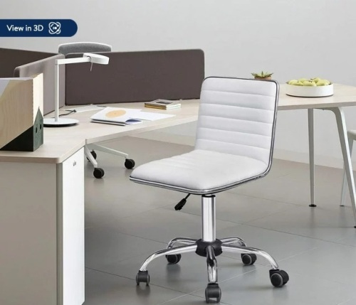 Lacoo Faux Leather Mid Back Task Chair Swivel Office Desk Chair, White - Lot 259