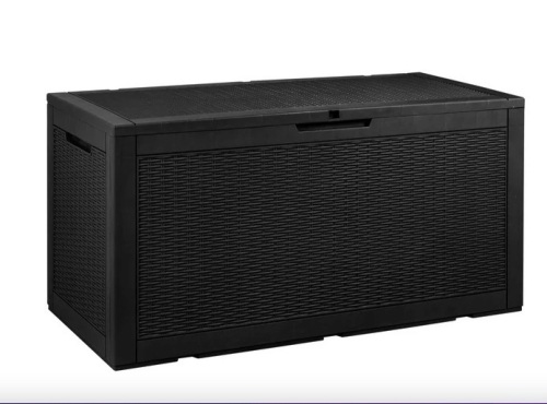 100 Gallon Outdoor Box Deck Plastic Resin Storage Box, Black - Lot 182