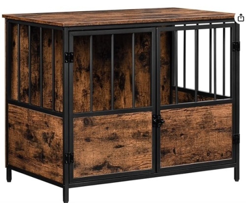 Dog Crate Furniture, 31.5 Inch Dog Kennel with Double-Door, Wooden Heavy Duty Dog Cage for Small Medium Dogs - Lot 186