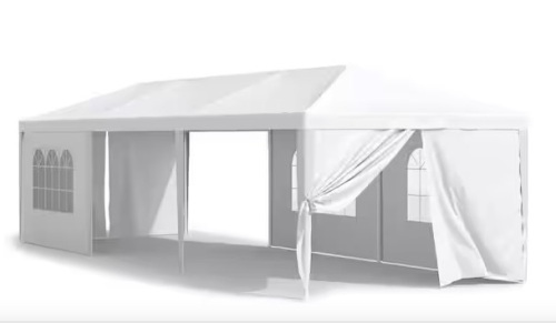 10 ft. x 30 ft. White Outdoor Gazebo Wedding Party Tent with Removable Sidewalls - Lot 322