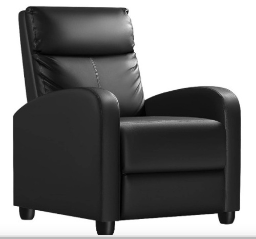 Black Homall Recliner Chair, Recliner Sofa PU Leather for Adults, Recliners Home Theater Seating with Lumbar Support, Reclining Sofa Chair for Living Room (Black, Leather) - Lot 191