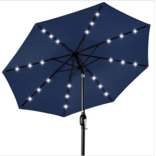 Solar LED Lighted Patio Umbrella w/ Tilt Adjustment, UV-Resistance - 10ft - Lot 368