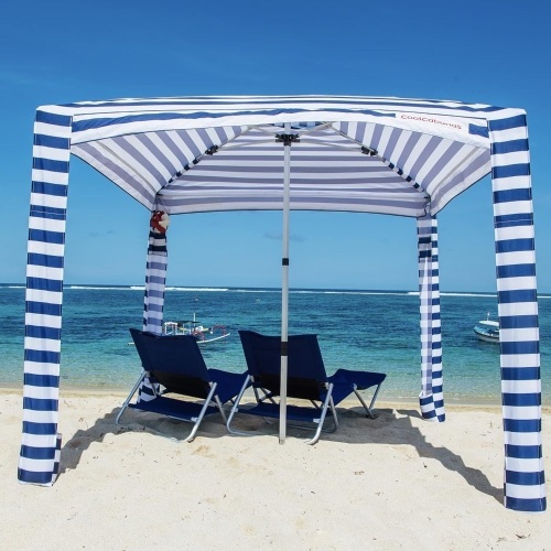 Beach Cool Cabana Canopy Sun Shade Shelter Tent - 8' x 8' or 6'6" x 6'6", Easy to Setup, Folds to just 3'5", Perfect for Family Beach and Backyard, UPF 50+, The Original and The Best  - Lot 359
