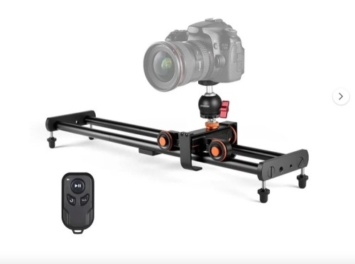 Camera Video Dolly Slider Kit with 3-wheel Auto Dolly Car 3 Speed Adjustable + 60cm/23.6in Track Rail Camera Slider + Flexible Ballhead Adapter with Wirelss Remote Control for DSLR Ca - Lot 384