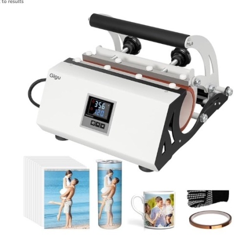 Tumbler Heat Press Machine for 20oz-30oz Sublimation Blanks Tumblers Press, 11-16oz Mug Press with Sublimation Paper Heat Tape & Gloves, Coffee Mugs Cup Press Glass Water Bottle DIY Heat Transfer - Lot 98