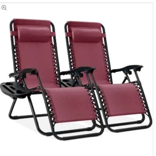 Set of 2 Adjustable Zero Gravity Patio Chair Recliners w/ Cup Holders - Lot 354