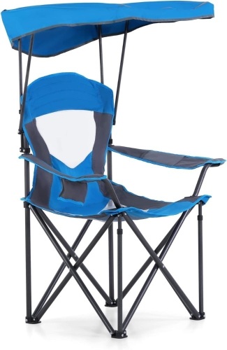 ALPHA CAMP Camp Chair with Shade Canopy Folding Camping Chair with Cup Holder and Carry Bag for Outdoor Camping Hiking Beach, Heavy Duty 300 LBS, Royal Blue - Lot 308