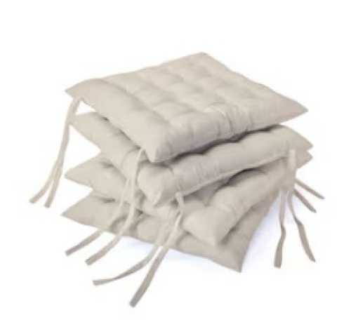 Encasa Homes Dyed Canvas Square 4 Pcs Chair Pads 40 X 40 Cm Natural(40 X 40) - Lot 503